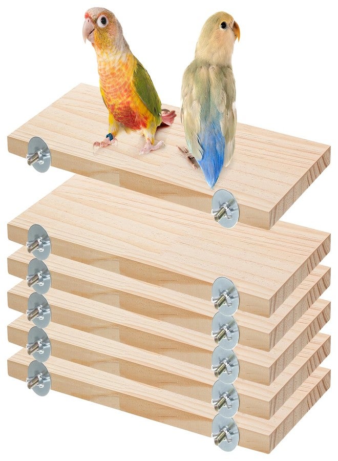 BOHUIZ 6 Pack Bird Perch Stand, Parrot Wood Platform 12.3×6.1 Inch Rectangle Wood Bird Platform for Parrots Birds Budgie Parakeet Cockatiel Hamster Chinchilla Gerbil - Image 1